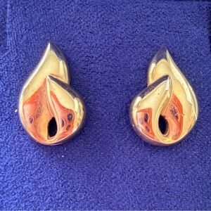 Vintage Gold Flame Stud Earrings K&M